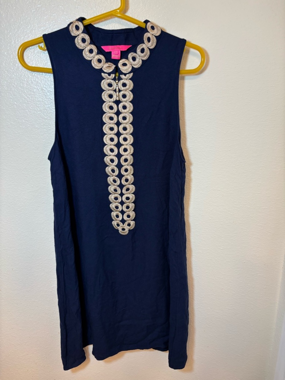 Lilly Pulitzer Navy Dress with Gold Embroidered Trim - Picture 2 of 6